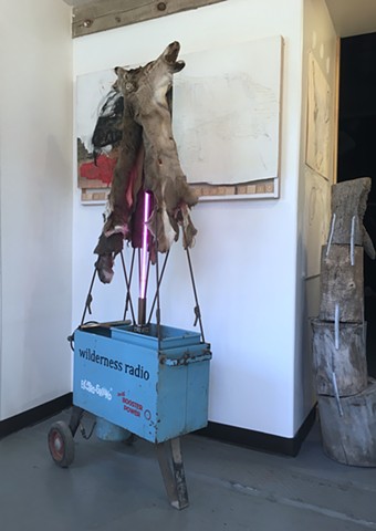 where buffalo no longer roam[painting] portable wilderness radio[sculpture]