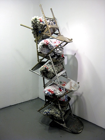 Folded Chair Bag Tower