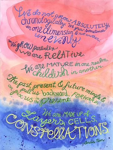 Colorful handlettered quote by Anaïs Nin