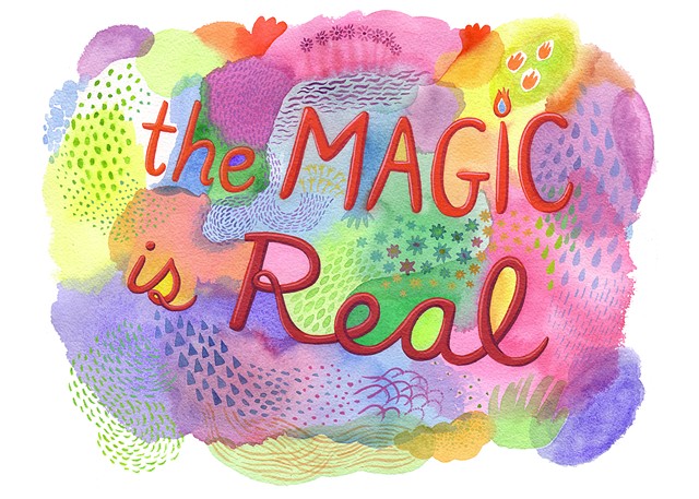 watercolor illustration and handlettering of magic