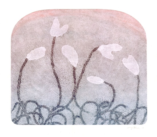 Monotype print "Morning Sprouts" by Aijung Kim