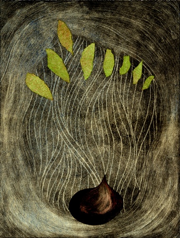 "Onion Dream" monotype print by Aijung Kim