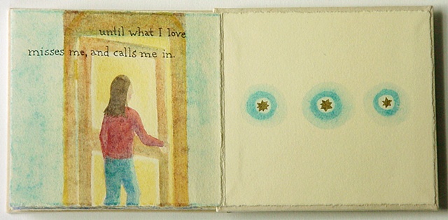Accordian book illustrating "On the Back Porch," a poem by Joy Harjo.