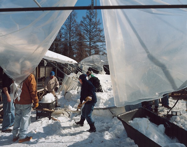 Members of Hope Lutheran Church Helping a Member Whose Greenhouse Roof Collapsed Due to Heavy Snow, Embarrass, Minnesota 2009