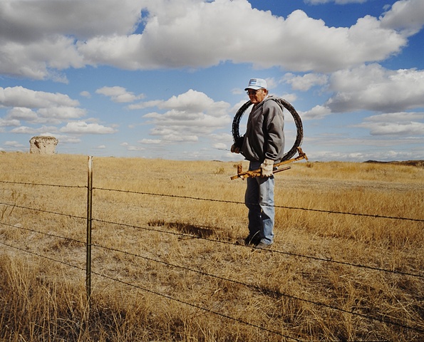 Gaylene repairing his fences, Porcupine, South Dakota  2003 