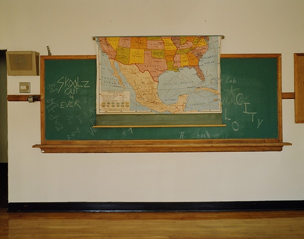 Classroom With Map, Willow City School, Closed 2003, Willow City, North Dakota 2003