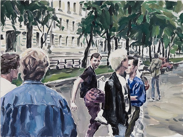 Soviet Union, July 1991 ( retroactive sketching toward the â€œRussian Stonewallâ€�), oil on canvas boards, 1991-2021 #38