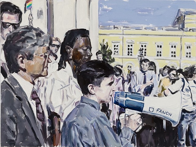 Soviet Union, July 1991 ( retroactive sketching toward the â€œRussian Stonewallâ€�), oil on canvas boards, 1991-2021 #18