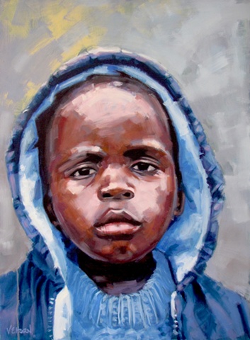 original oil painting by Luke Vehorn South African artist former redux artist AIDS orphan contemporary portrait 