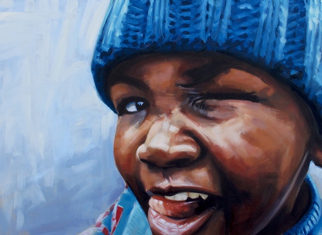 Artist Luke Vehorn Original Oil Painting AIDS orphan subject South African Artist Redux African Portrait