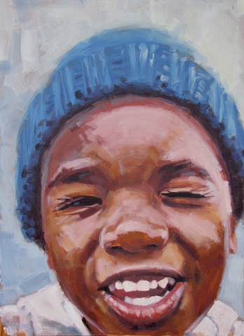 original oil painting by Luke Vehorn South African artist former redux artist AIDS orphan contemporary portrait