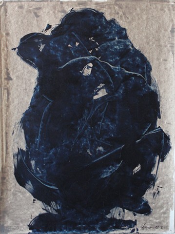 Oil on prepared Paper brushed and knife applied, charcoal pastel Large contemporary, colorful abstract figure head portrait profile self. 