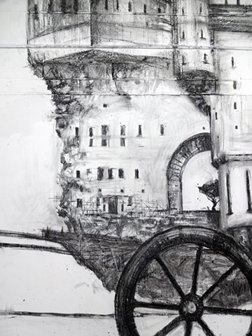 Mobil Homes, Charcoal on wall - Project Space 2013 - detail