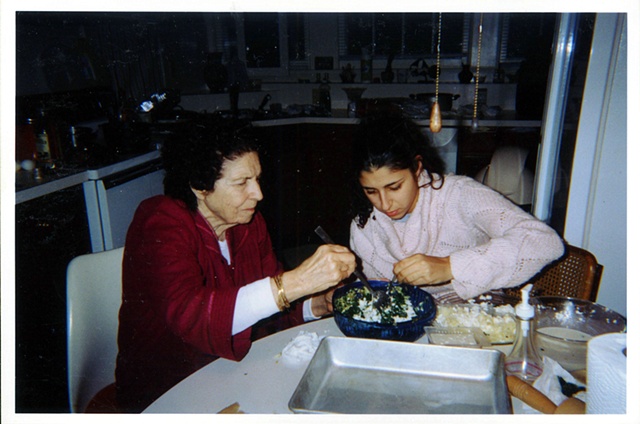 My grandmother and I making the bourekas for the show