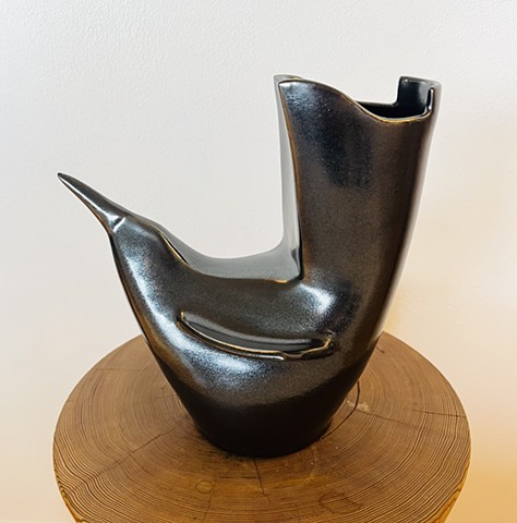 shiny black curvy crow detail