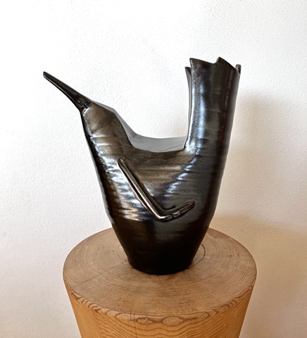 large black crow vase