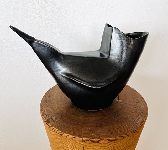 Black sleek crow large detail