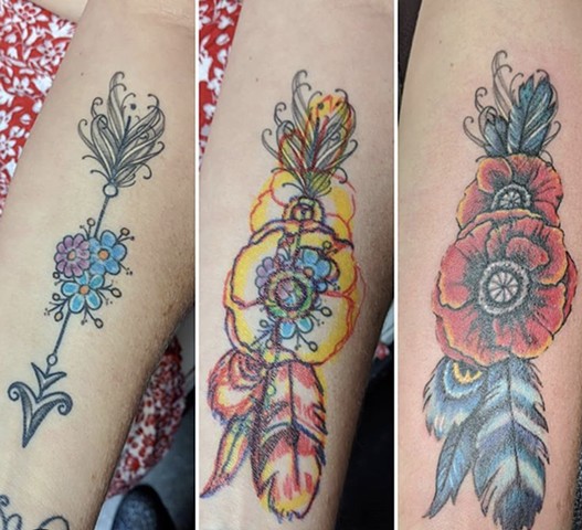 Poppies and Feathers for Crissy