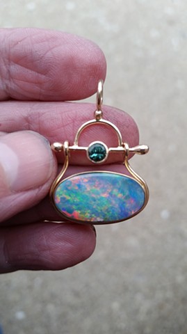 Gold and Tourmaline Hinged Pendant