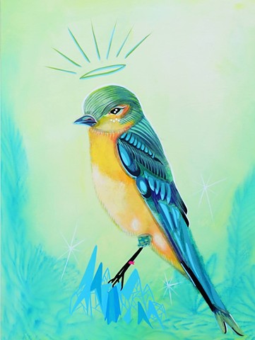 Bluebird in Bloomers painting by Anna Todaro Sadur
