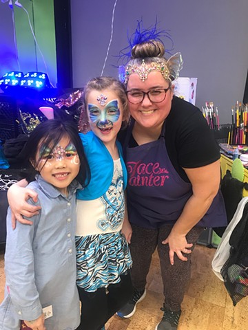 Ms Anna and the Birthday Girl Face Painting by Anna Todaro Sadur who is Ms Anna Art