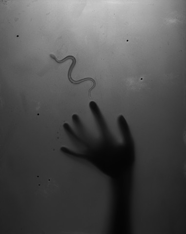 Untitled (Hand pushing snake)