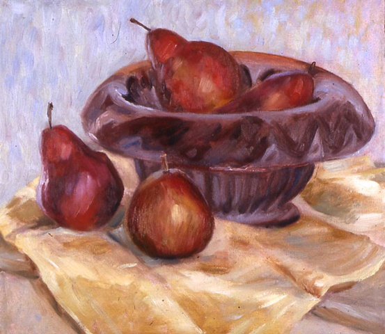 Red Pears on Silk Cloth
