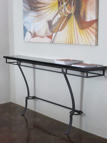 Art deco style metal console table  fastens to wall  custom sizes