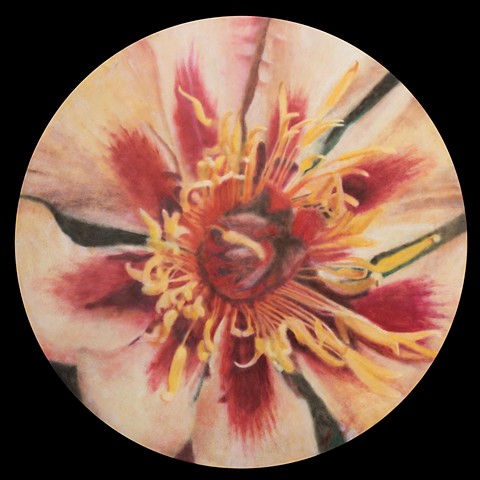 Round floral painting 