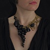 Black and Gold cluster Necklace