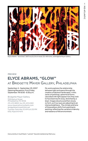 Glow, solo exhibit, Bridgette Mayer Gallery
Philadelphia, PA