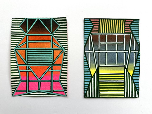 SHOP - 
2026 Small Works on Paper Series
7" x 5" each 
($150 for the two pieces shown together); 
or 10" x 7" ($150) 
Shipping included within the US only;

For shipping elsewhere - please purchase here: www.saatchiart.com/elyceabrams