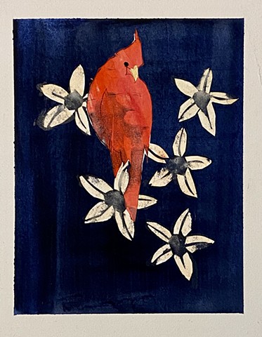 Cardinal with White Blossoms (sold)