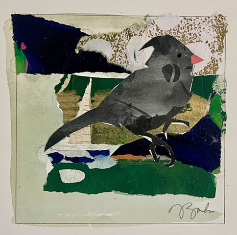 Tufted Titmouse with Maine landscape