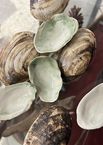 Wonder Cabinet 2, detail with sculpted freshwater mussel shells