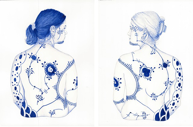 Lili and Charlotte (Royal Copenhagen Blue)