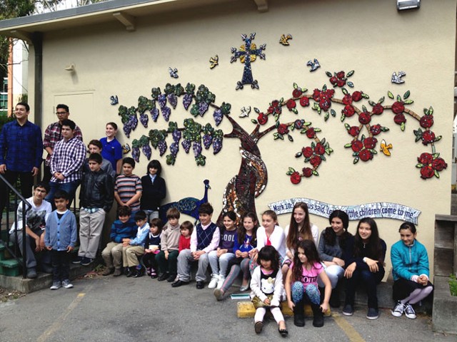 Some of the participants in front of their new mural