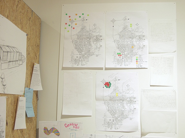 'Vision/Voice/Plan: Salina," Salina Art Center, Salina, Ks. 2009. Resident maps in workstation.