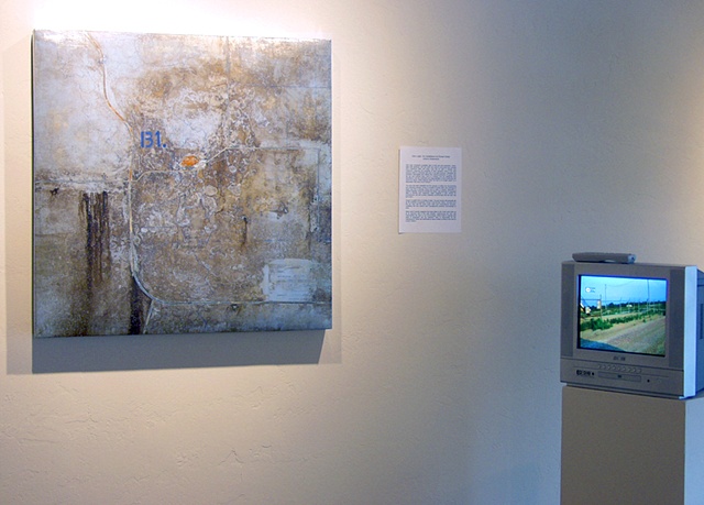 "Geo Logic," Ponca City, Ok., 2005. Steel map painting and video of me "collecting" locations.