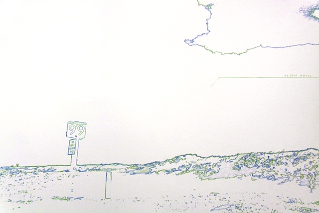 Detail, drawing of much-debated municipal beach including previous suggested uses ("Resort Hotel," on right)