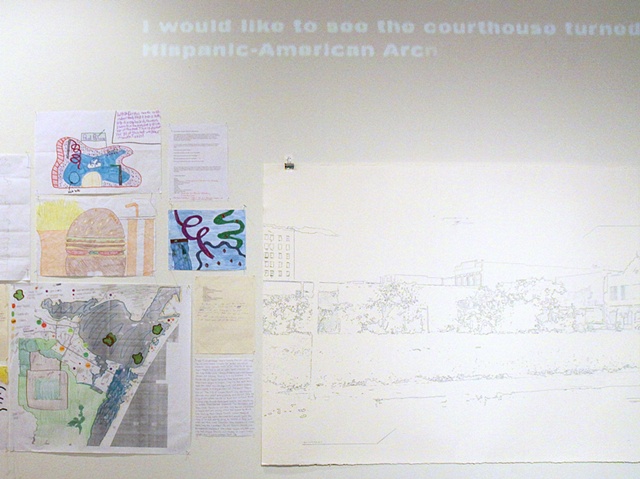 Detail, Corpitopia, drawings, projected text
