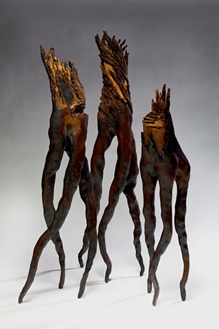 tree, stump, ceramic, carved, twisted, annie b campbell