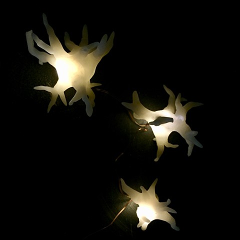 Air dry "clay" neurons  with LEDs. Material experiments.