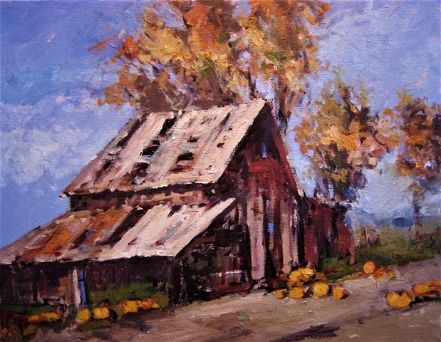 Barn, rustic barn, country, countryside, autumn, pumpkins, 