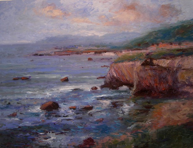 Afternoon at Shell Beach oil sketch Paintings of Pismo Beach California