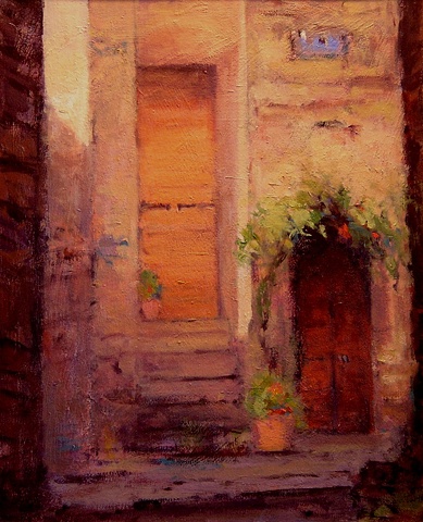 Ancient doors in the Italian hilltown of Civita