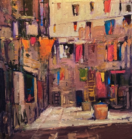 Paintings of Venice, Paintings of Italy, Venice, Venetian, laundry, backstreet