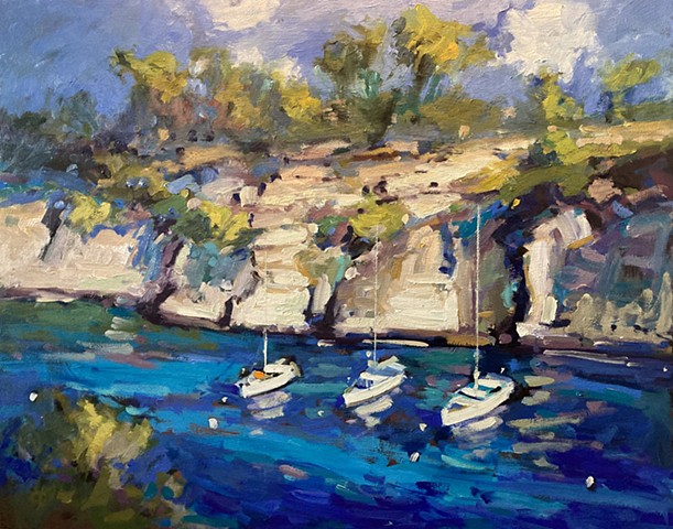 Three boats in Les Calanques