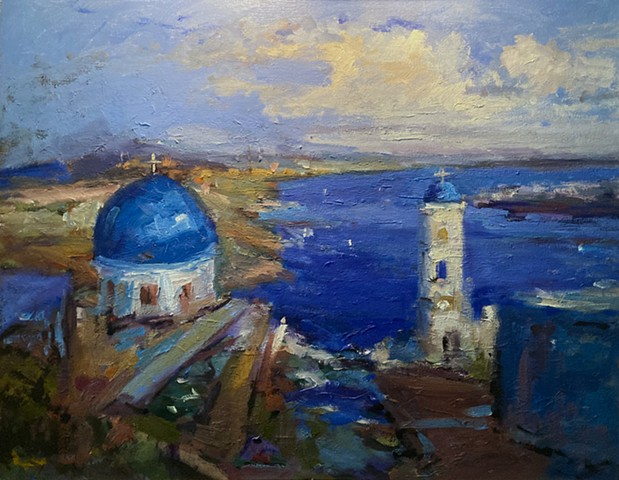 Church of Santorini in afternoon light