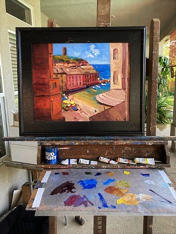 Carrugi in Vernazza IV on the easel